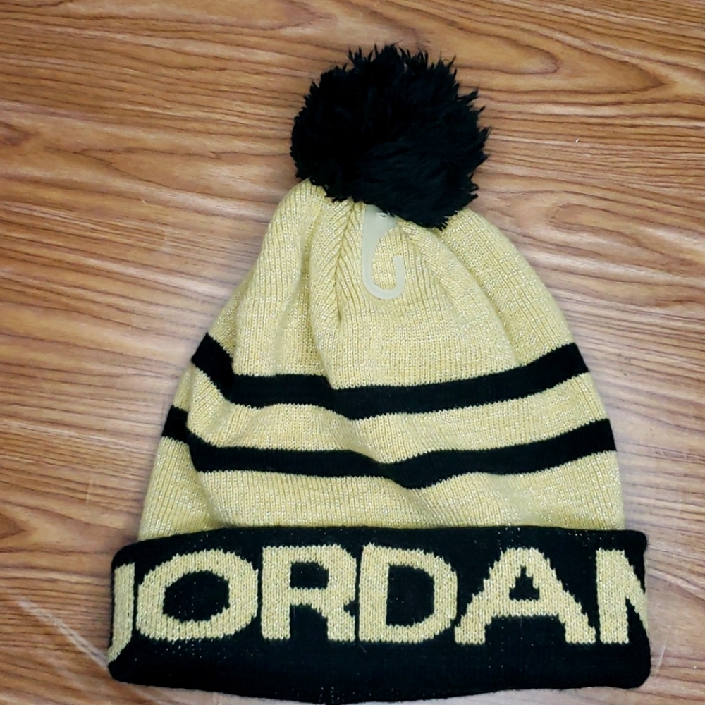 Black and gold Jordan beanie